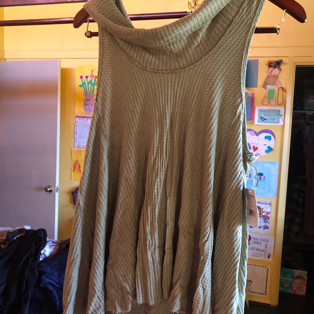 Free People Swing It Cowl Knit Top - Olive Med